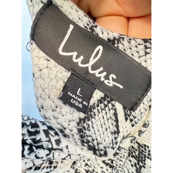 Lulus Womens Wildlife Black and White Snake Print Bodysuit Size L Sexy Chic - Picture 4 of 13